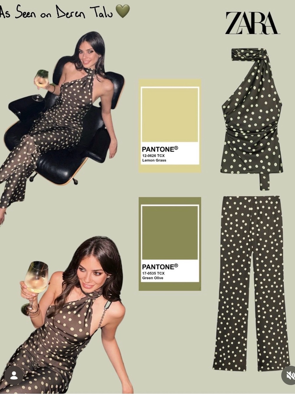Zara set. Polka dot satin.large top Small pants